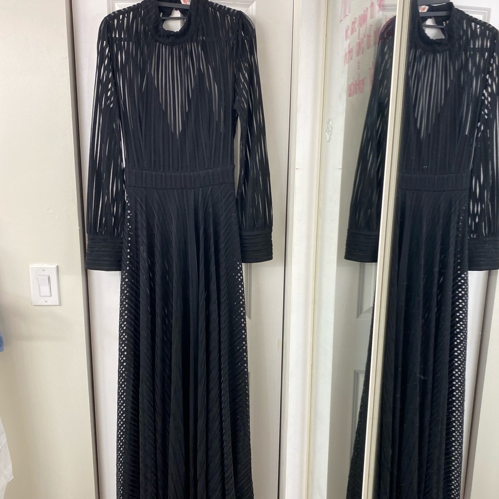 Long sleeve open back see thru dress- new